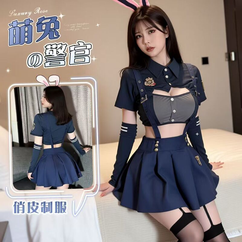 Sexy Cosplay Bunny Police Officer Uniform Pure Desire Bunny Girl Qqny Short Skirt Sexy Fun Temptation Outfit