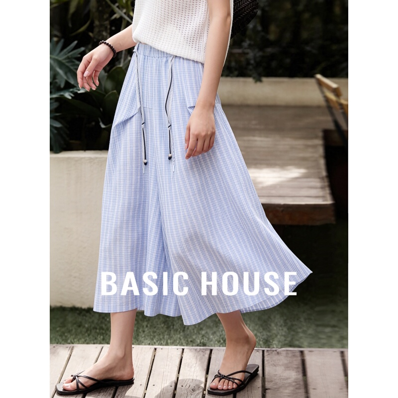 Baijiahao Classic Striped Elastic Waist A-Line Culottes Cotton Women's Summer New High-Waisted Irregular Flared Cropped Pants Baijiahao Classic Striped Elastic Waist A-Line Culottes Cotton Women's Summer New High-Waisted Irregular Flared Cropped Pants
