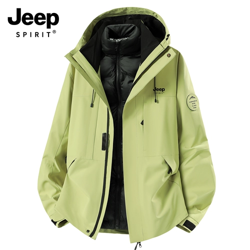 Jeep, синяя куртка, демисезонный дорожный ветрозащитный альпинистский пуховик, «три в одном», увеличенная толщина