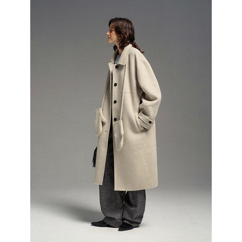 Flowersays: Monkey-Faced Flower Yak Wool Blend Classic Fashionable Lapel Handmade Double-Sided Wool Coat