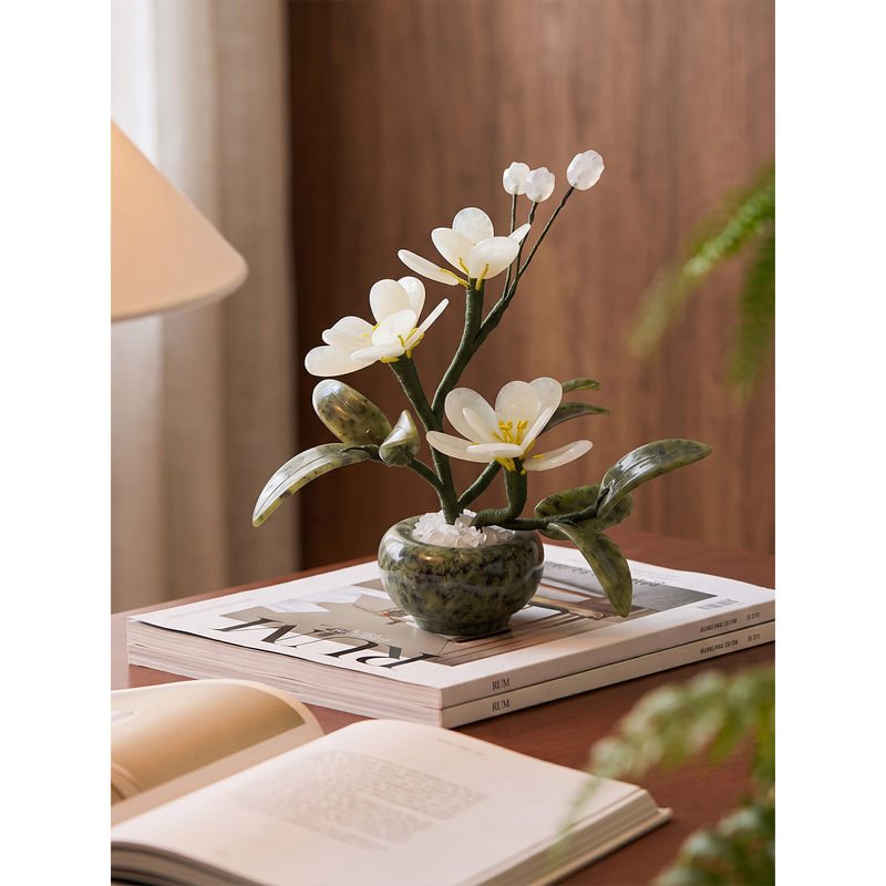 Seesova Song Dynasty Aesthetic Jade Orchid Tabletop Bonsai Ornament Niche High-End Living Room Entrance Decoration Seesova Song Dynasty Aesthetic Jade Orchid Tabletop Bonsai Ornament Niche High-End Living Room Entrance Decoration