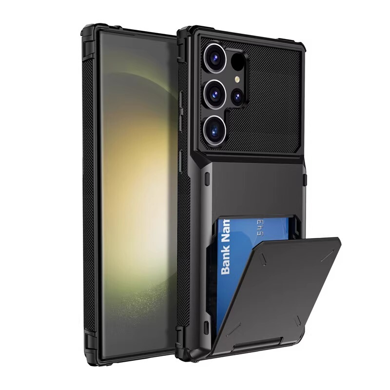 Business Flip Card Slot Case Suitable for Samsung Galaxy S25 Ultra Phone, Creative S23+ Card and Coin Holder, S24 Full-Cover Protective Case, S25 Edge S22 S21Fe Bank Card Niche Design