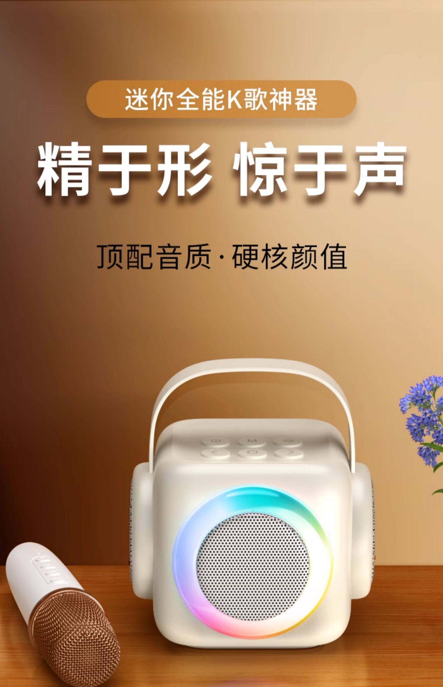 蓝牙音箱家庭ktv话筒音响一体麦克风k歌音箱户外家用蓝牙音响礼物详情3