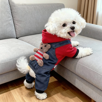 Dog clothes, autumn and winter clothes, thickened warm cotton clothes, teddy pomeranian bichon frize, small and medium-sized dogs, four-legged clothes, pet clothing