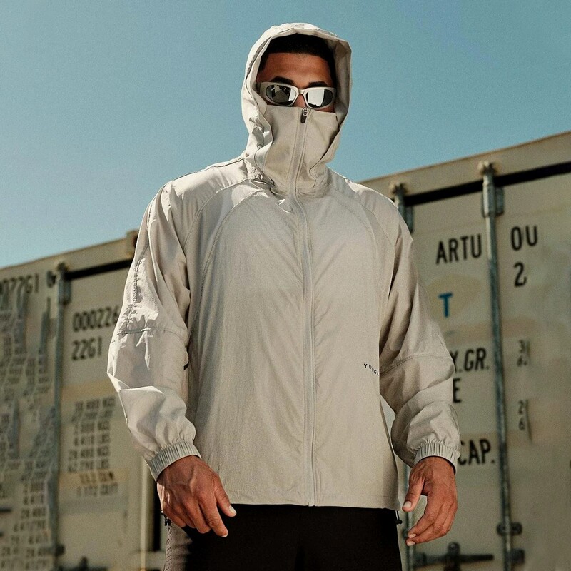 American-Style Jogger Men's Hooded Sun Protection Clothing, Summer Quick-Dry Outdoor Sports Lightweight Fitness Zipper Jacket