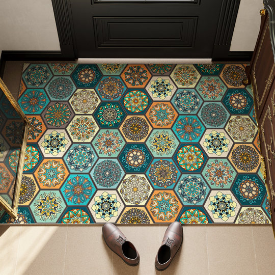 美式免洗入户门地垫客厅玄关皮革地毯家用进门门外耐脏防滑踩脚垫