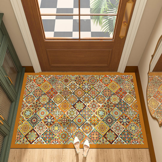 美式免洗入户门地垫客厅玄关皮革地毯家用进门门外耐脏防滑踩脚垫