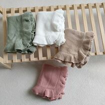 Cotton Knitted Baby Blanket Soft Solid Color Newborn Swaddl