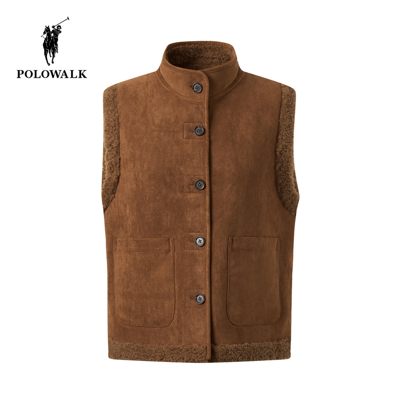 Polowalk Women's Vest 2026 Winter New Retro Stand-Up Collar Reversible Melard Style Fashion Vest