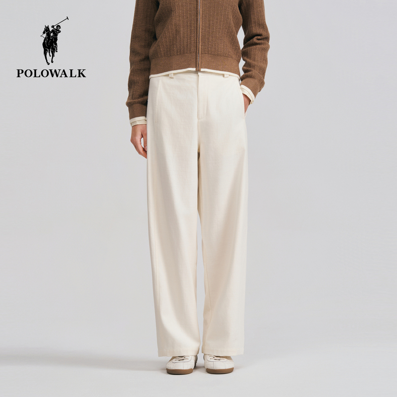 【100% Cotton】Polowalk Women's Casual Pants 2026 Spring/Summer New Vintage Scimitar Pants Simple Long Pants 【100% Cotton】Polowalk Women's Casual Pants 2026 Spring/Summer New Vintage Scimitar Pants Simple Long Pants