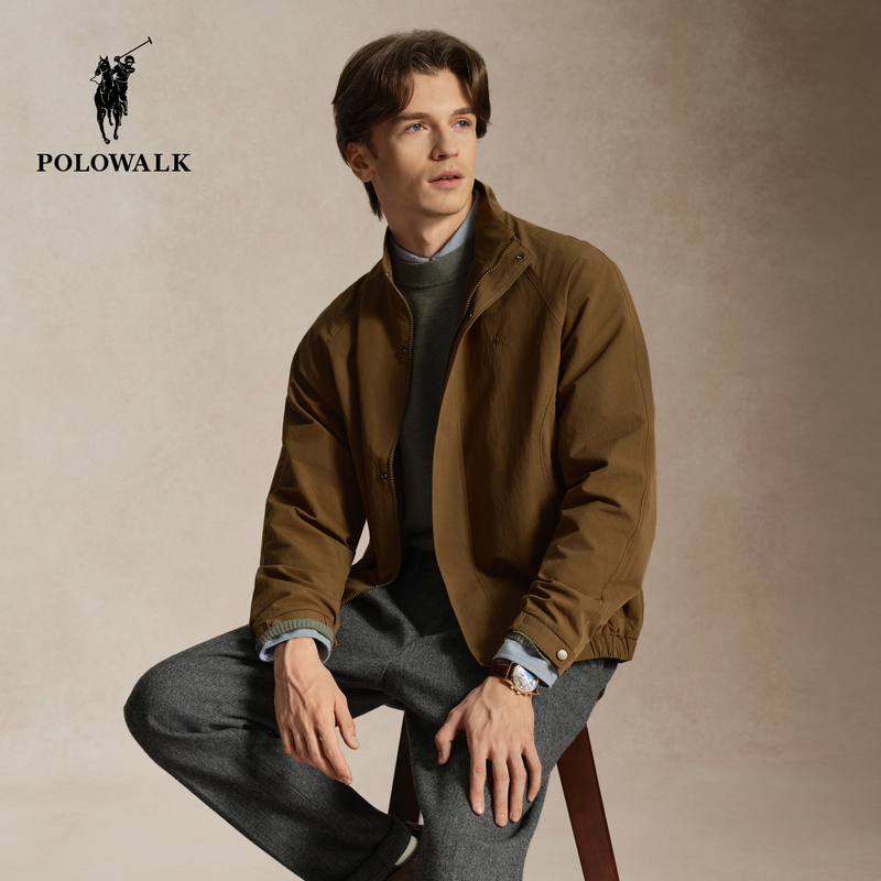 Polowalk Men's Jacket 2026 Autumn New Retro Old Money Style Stand Collar Simple Zipper Jacket Polowalk Men's Jacket 2026 Autumn New Retro Old Money Style Stand Collar Simple Zipper Jacket