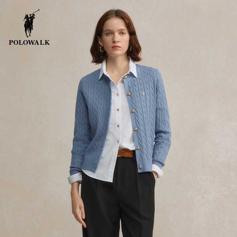Polowalk Women's Knitwear 2026 Spring New Cable Knit Sweater Round Neck Knitted Cardigan Top for Women Polowalk Women's Knitwear 2026 Spring New Cable Knit Sweater Round Neck Knitted Cardigan Top for Women