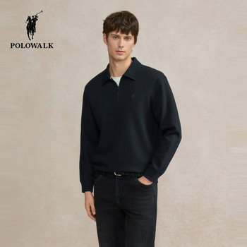 Polowalk men's sweatshirt 2025 autumn new half zipper business gentleman lapel casual pullover top for men