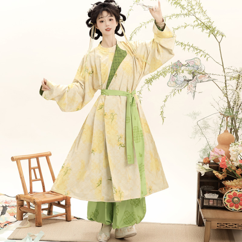 Chunxiao Original [Bao Zhu Banquet] Tang-Made Round-Neck Robe and Bloomers, Two-Color Smudged National Style Daily Spring and Summer Women