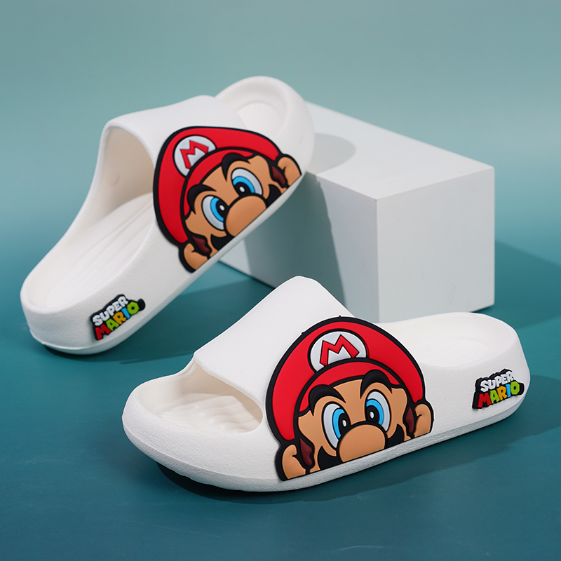 Children's Slippers New Style Boys Indoor Non-Slip Cartoon Mario Home Soft-Soled Sandals Slip-On Slippers for Boys