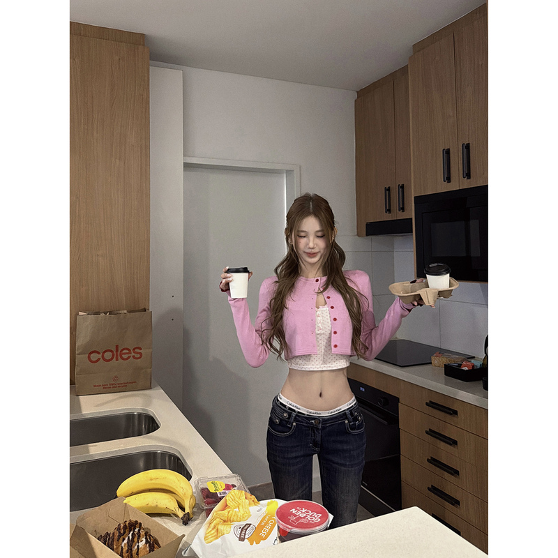 Tongiiuu Sweet Island Diary Retro Soft Knitted Cardigan Sweater Jacket for Women, Stylish and Slimming Top for Autumn