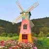 Outdoor Dutch antiseptic wood windmill pastoral large solid wood landscape Internet celebrity electric square pigeon house windmill Gansu