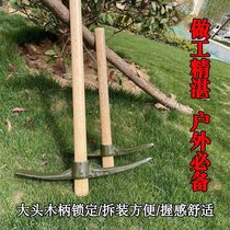 Wood Handle 6411 Size Ocean Pick Outdoor Bing Workpick Pure Steel Combat Readiness Pick Agricultural Manganese Steel Military Pick Tools Cross Pick