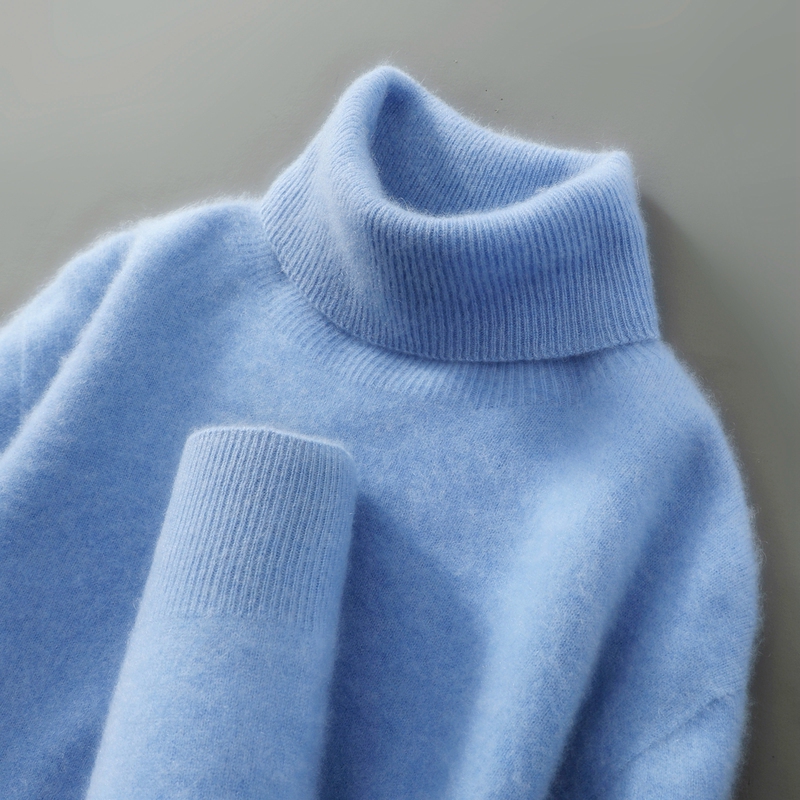 Autumn and Winter 100% Pure Wool Sweater Men's Turtleneck Pure Wool Knitted Base Layer Loose Casual Wool Pullover Inner Wear