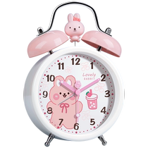 2024 New Little Rabbit Alarm Clock for Students Special Wake-up Artifact Silent Cute Cartoon Small Clock for Children and Girls
