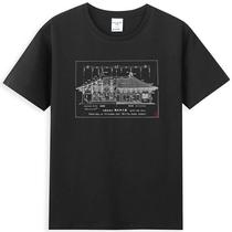 Ancient Chinese architectural drawings Liang Sicheng manuscript round neck short-sleeved T-shirt Chinese style design printing art museum