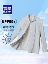 Luo Meng summer sun protection windbreaker mens lightweight quick-drying high-end lapel casual business iron-free mid-length coat for men