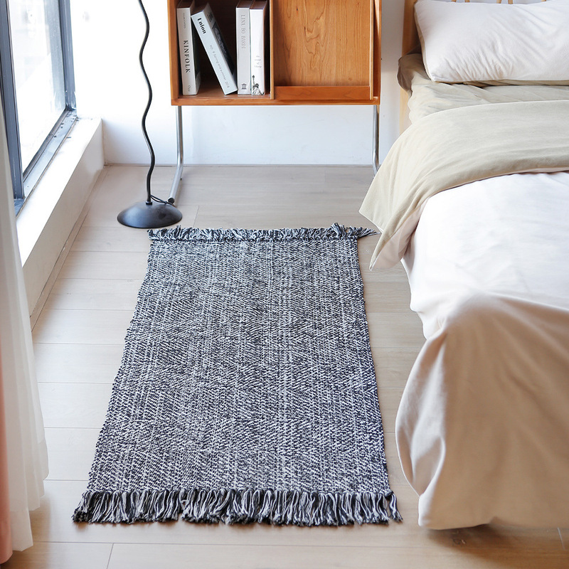 New Twill Multicolor Tassel Rug for Bedroom Bedside, Cotton Thread Woven Rug for Entryway, Indoor Living Room, Coffee Table Area New Twill Multicolor Tassel Rug for Bedroom Bedside, Cotton Thread Woven Rug for Entryway, Indoor Living Room, Coffee Table Area