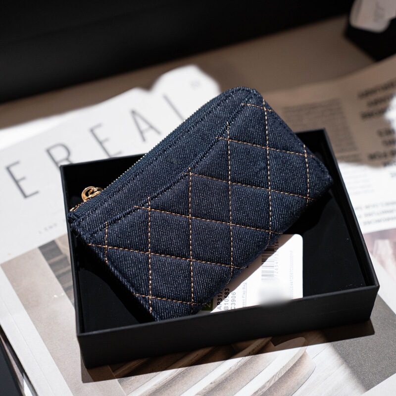 26 Styles of Denim Quilted Zipper Wallets 80% off Wallet Card Holder Caviar Leather Passport Holder