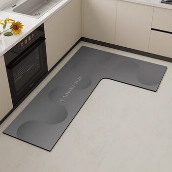 Kitchen floor mats are non-slip and oil-proof, wipeable, washable, dirt-resistant and waterproof, special water-absorbing oil-absorbing corner mats, 7-character l-shaped carpets