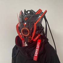 Cyberpunk helmet mask Predator mask glowing cosplay male tactical technology full face hood