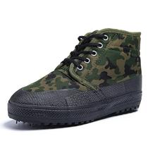 Labor protection cotton rubber shoes Liberation shoes mens plus velvet thickening cotton camouflage canvas shoes winter high-top training shoes wear-resistant womens
