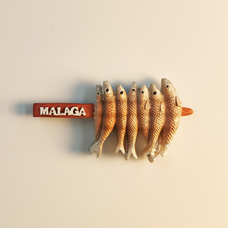 Spanish Malaga Local Delicacies Grilled Fish Skewers Tourist Souvenirs Magnetic Refrigerator Magnets Collection Gifts