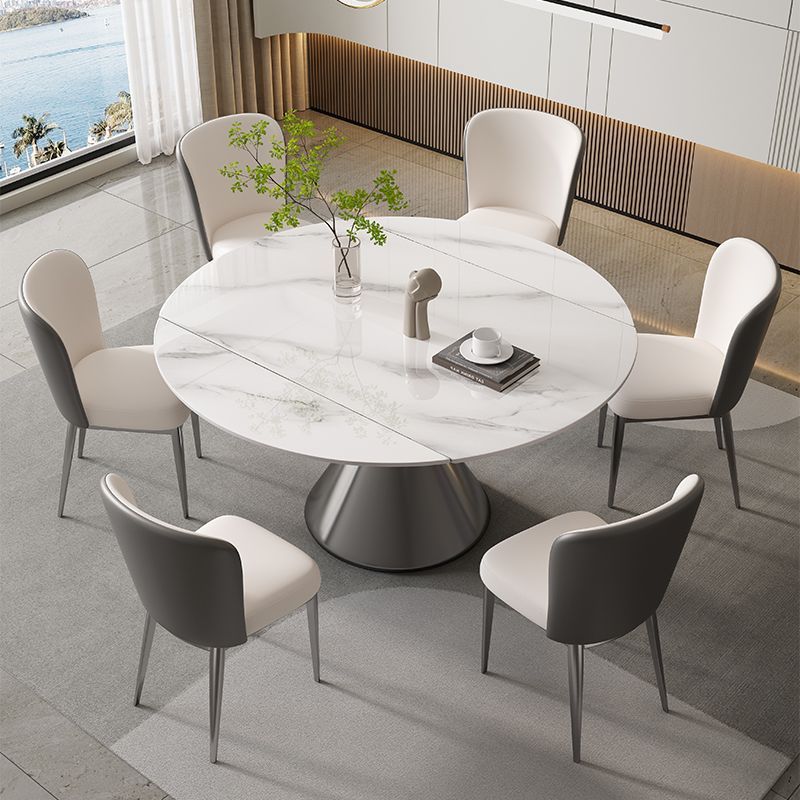 Light Lavish Rockboard Rotating Dining Table And Chairs Combined Willy-style Minima Family Dining Room With Retractable Folding Dining Table-Taobao