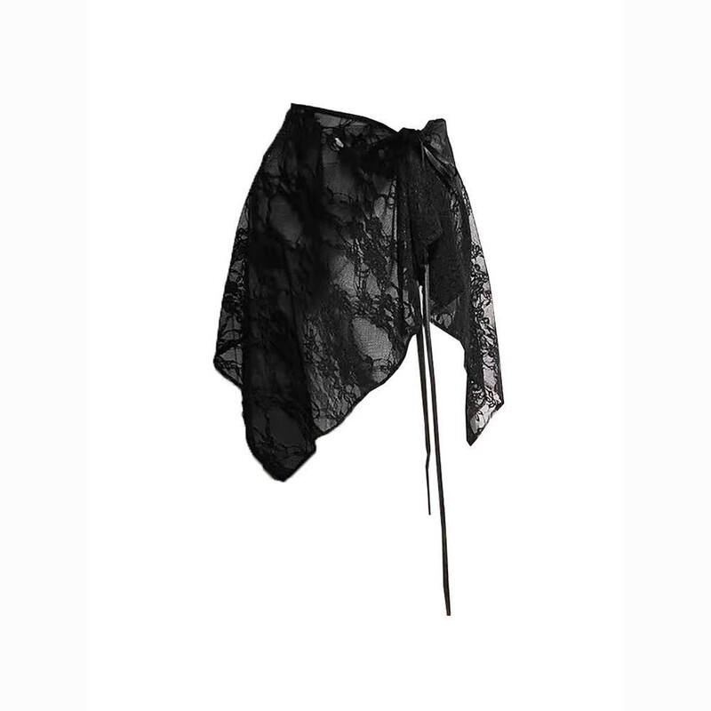 Lace Skirt Layered with a Skirt Overlay, Jeans Hem, High-End Korean Style, Versatile, Irregular One-Piece Skirt