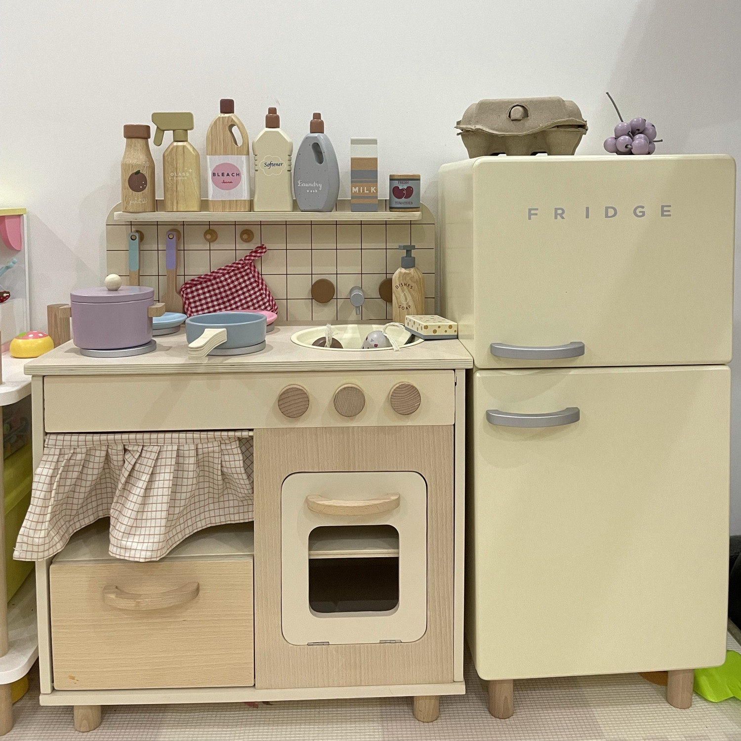 Детский игровой набор 北欧儿童过家家宝宝厨房做饭玩具实木仿真工具木制厨具3-6岁小孩 Yi ling