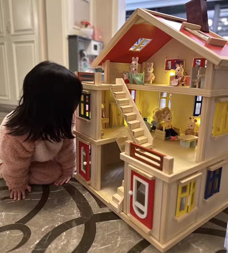 子供用大型おもちゃの家、小型の家、女の子のおもちゃ、無垢材のおもちゃの家、プリンセスドールハウス、別荘、木製家、おもちゃの家