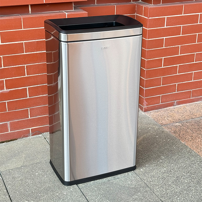 Gnf Stainless Steel Trash Can 40L Large Capacity Commercial Use 50L Hotel Bathroom Square Large Size Lidless Direct-Throw Bin