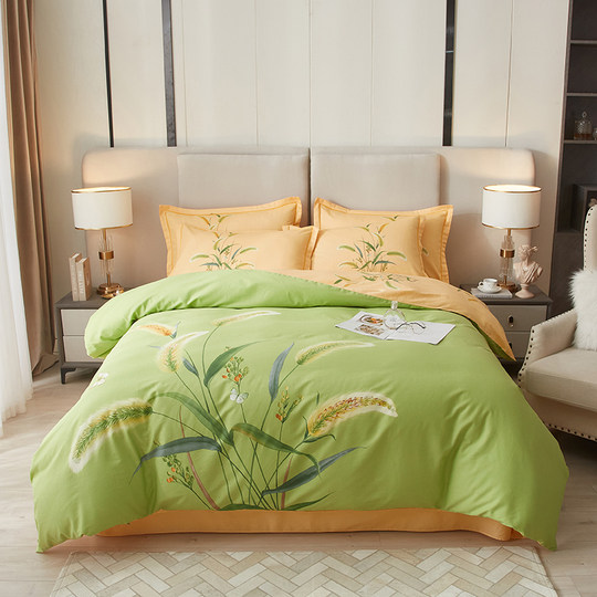 春夏全棉大版印花四件套纯棉被套床单小清新4件套1.8/2米床上用品