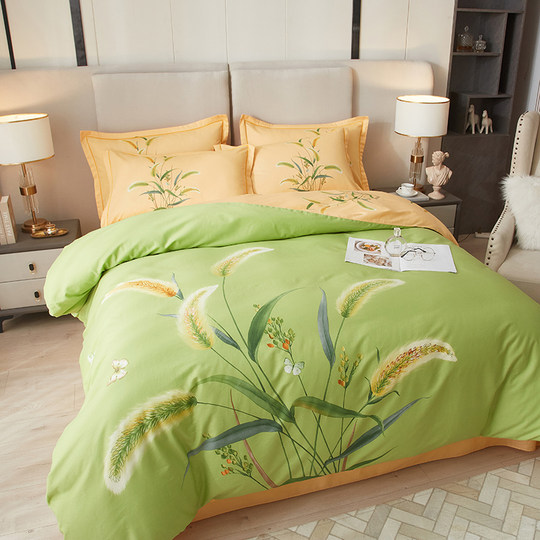 春夏全棉大版印花四件套纯棉被套床单小清新4件套1.8/2米床上用品