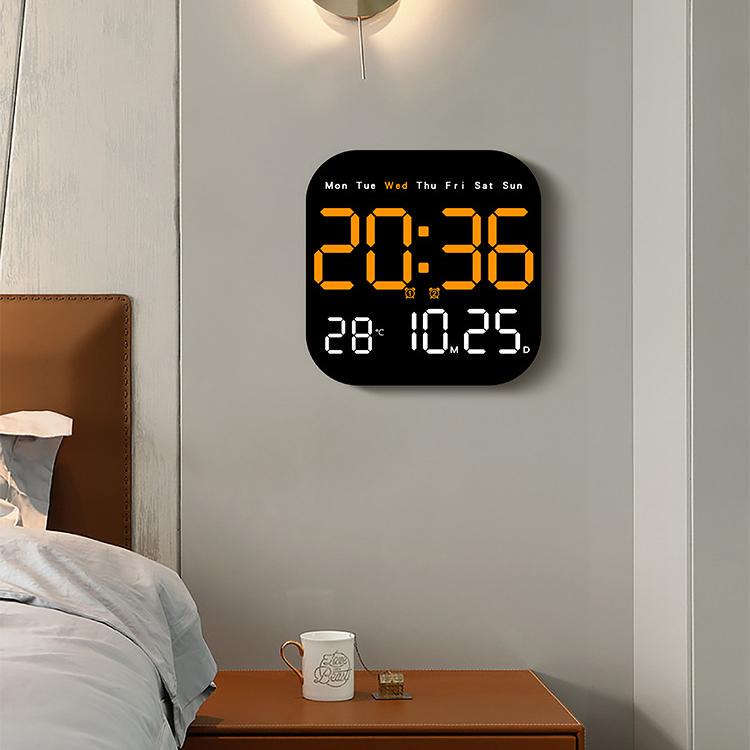 Casual Large-Screen Digital Clock, Multi-Functional Led Square Digital Clock, Living Room Wall Clock, Can Be Hung or Stood, Dual-Purpose Clock