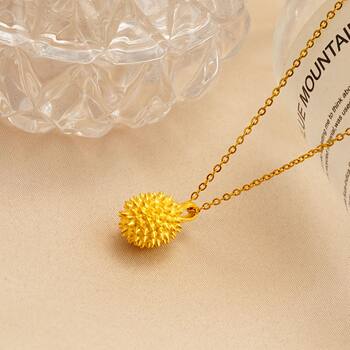Durian Necklace with Unique Design, Durian Pendant Gift, Non-Fading Necklace, Sand Gold Jewelry