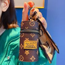 European and American retro lipstick bag round bucket girl summer exquisite and high-end printed silk scarf fashionable portable bag pendant