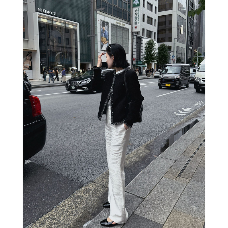Yuan Yiling [Handicraft Workshop] High-End Wool Tweed Round-Neck Jacket 70011