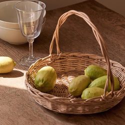Rattan Woven Willow Fruit Basket For Home Kitchen Desktop Woven Flower Basket Storage Basket Egg Fruit Plate Steamed Bread Basket