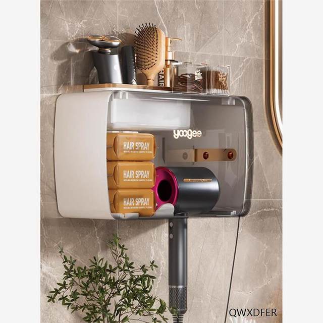 Hairdryer storage rack wall-mounted punch-free