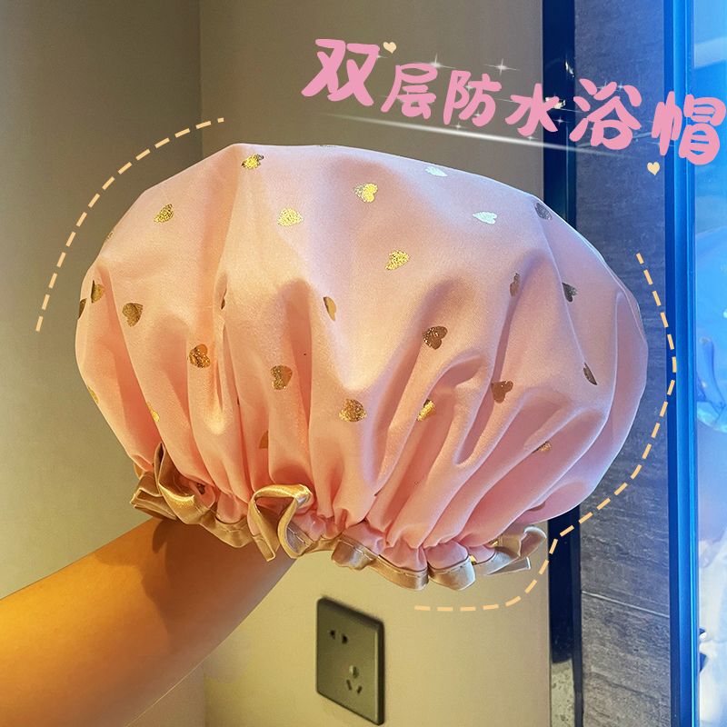 Shower Cap for Women, Waterproof, Double-Layered, Enlarged and Thickened, New Style Bathroom Cap, Adult Kitchen Anti-Oil Smoke Head Cover, Universal Shower Cap for Women, Waterproof, Double-Layered, Enlarged and Thickened, New Style Bathroom Cap, Adult Kitchen Anti-Oil Smoke Head Cover, Universal