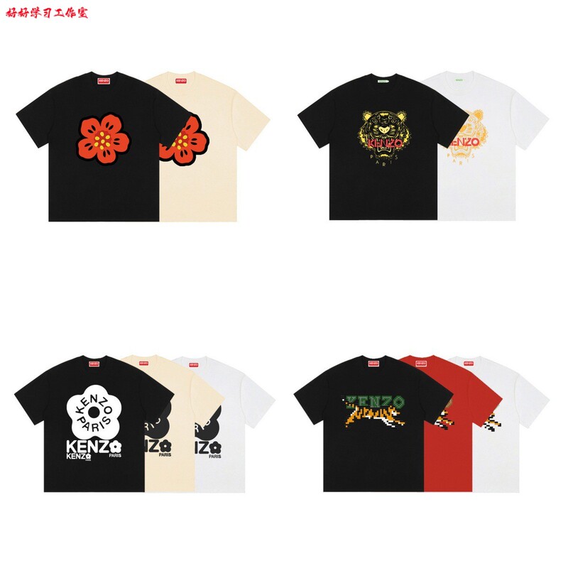 New Trendy Brand Tiger Head Patchwork Short-Sleeve T-Shirt for Men and Women, American Style, Personalized Round Neck New Trendy Brand Tiger Head Patchwork Short-Sleeve T-Shirt for Men and Women, American Style, Personalized Round Neck