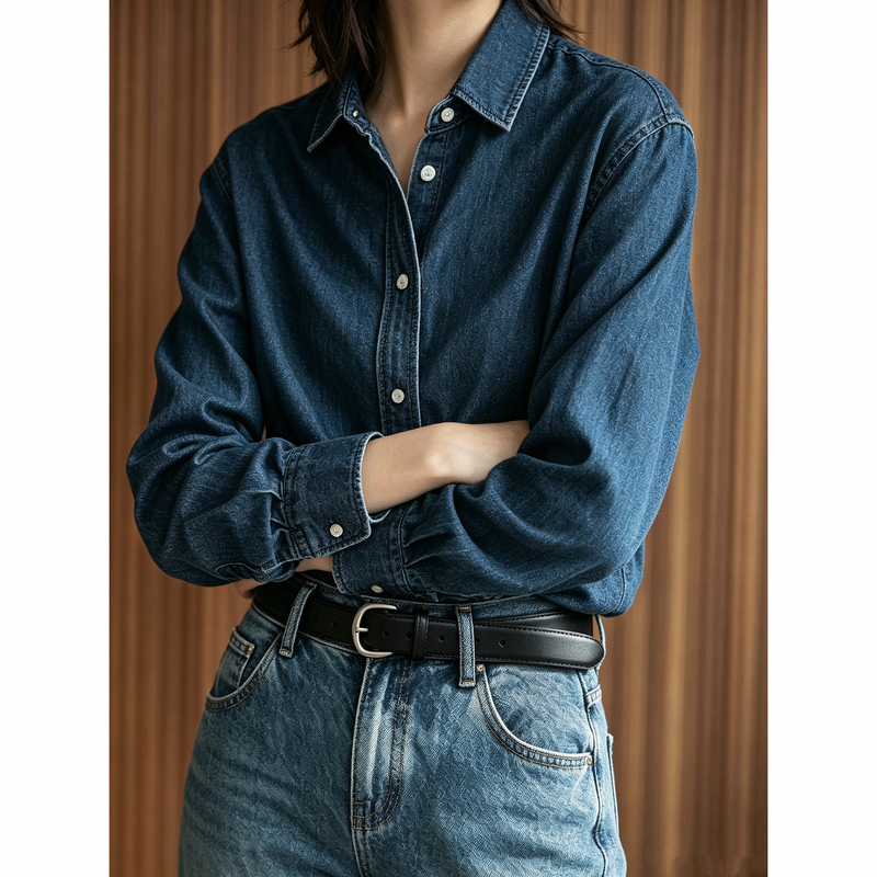 [Only This Batch] Bluestudio American-Made Cone Vintage Sand-Washed Pure Cotton Regular Shoulder Autumn Denim Shirt