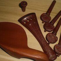 枣木雕花小提琴配件 小提琴拉弦板弦轴腮托尾盯1套送小提微调尾绳