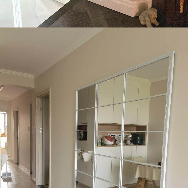 Декоративные зеркала 餐厅墙面装饰镜北欧现代简约方形壁挂室内客厅餐厅背景壁挂镜铁艺 Other